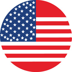 usa flag round and circular usa flag icon