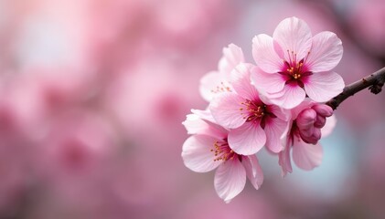 Obraz premium Delicate pink sakura blossoms, full bloom, soft petals, spring, beautiful, romantic