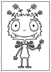 Monster Illustration, Ausmalbild, Ausmalen