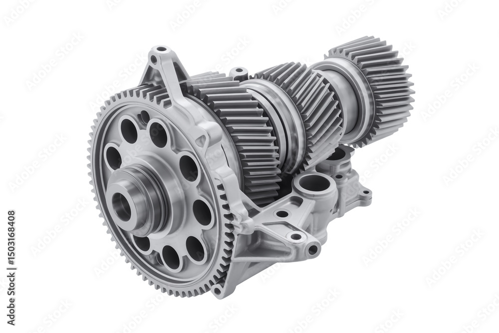 Aufkleber a detailed view of a complex set of gears and mechanical components on a white background studio sho