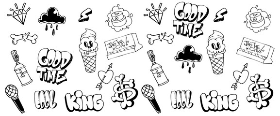 graffiti, graffiti doodle, fashion, outlines, throw-up, icon, doodle vector, graffiti wallart, pattern, graffiti background, graffiti vector, stroke, set, design element, isolated, symbol, design, gan