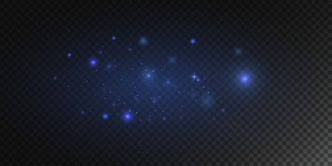 Bright blue sparkling particles. Sparkling dust of light. Vector. EPS 10.