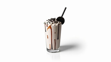 oreo milkshake in a cup isolated on transparent , clipping path
