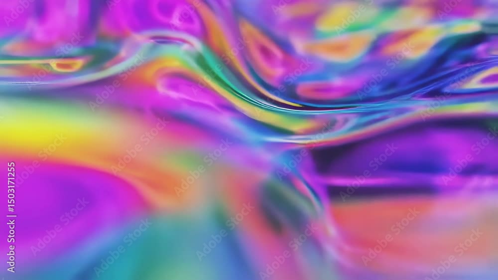 Aufkleber Abstract holographic fluid texture loop with vibrant iridescent colors in motion, flowing pattern. Generated AI
