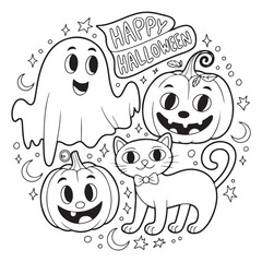 Fototapeta premium Sweet Halloween Coloring Pages for Adults