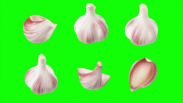 Exploring different garlic bulb configurations against a vibrant background