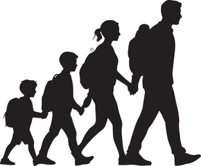 Obraz premium Happy Kids Going Back to School SilhouetteBackpacks & Books – First Day Silhouette DesignBack to School Bus Arrival Vector ArtExcited Students with Supplies SilhouetteBack to Learning – Classr