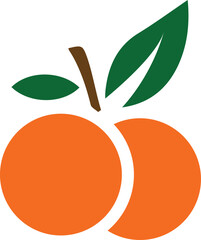 Illustration of Two Oranges with Leaves