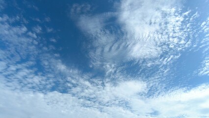 Expansive Blue Sky with Wispy White Clouds