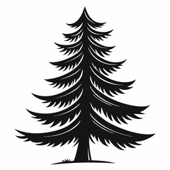 Christmas Tree Silhouette Vector – Minimalist Black Pine Tree Icon for Holiday Design