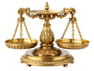 antique scales of justice isolated on white background. PNG Transparent file type with high definition quality And vibrant color grading Available.