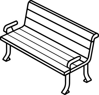 recommend clip art: bench outline coloring book page, park bench line art vector illustration