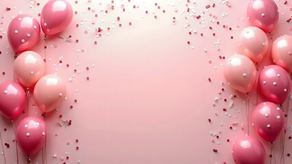 pink party background with balloons