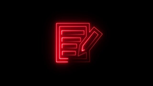 glowing neon blue color page file animation icon on black background web design icon isolated on black background. HD Video motion graphic animation.