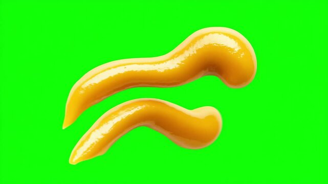 Enjoying vibrant and delicious yellow condiment with creative expression on a colorful green screen background