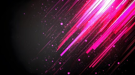 Obraz premium Abstract design with diagonal pink and red lines on a dark background.