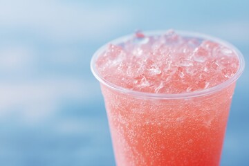 Fototapeta premium close-up of chilled summer beverage highlighted by minimalistic and clean composition with ample copy space