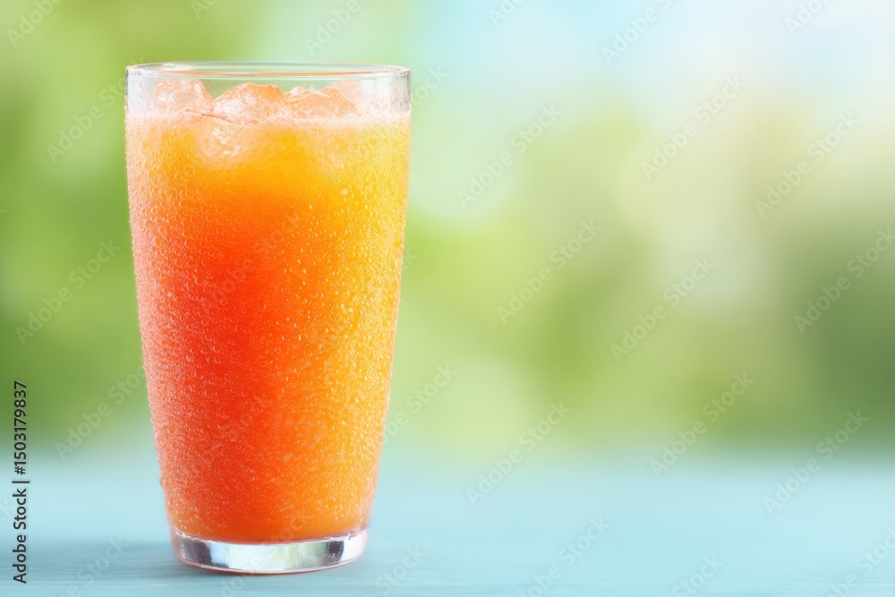 Poster close-up of chilled summer beverage highlighted by minimalistic and clean composition with ample cop