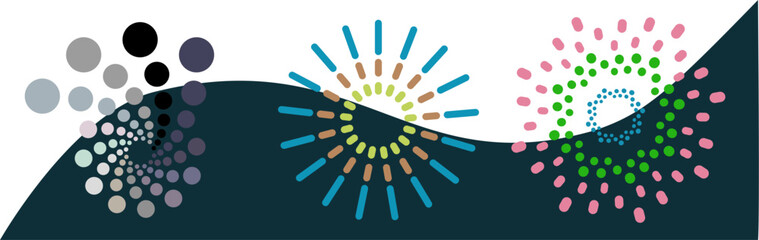 Abstract colorful firework explosion pattern with transparency background and graphic design shapes for celebration illustration