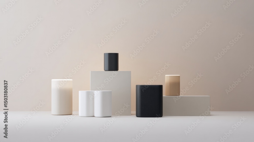 Poster collection of minimalistic sensors arranged neatly against simple background creating clean lines an