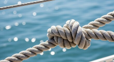 Fototapeta premium Rope Knot on Ocean Background