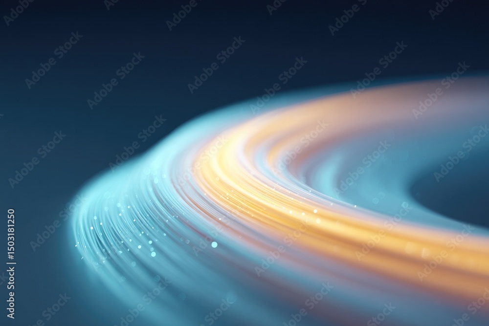 Poster dynamic array of swirling intertwining lines creates captivating 3d visual effect on dark background
