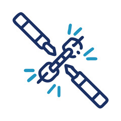 Pen Breaking Chains Icon – Freedom of Expression and Creative Liberation Symbol