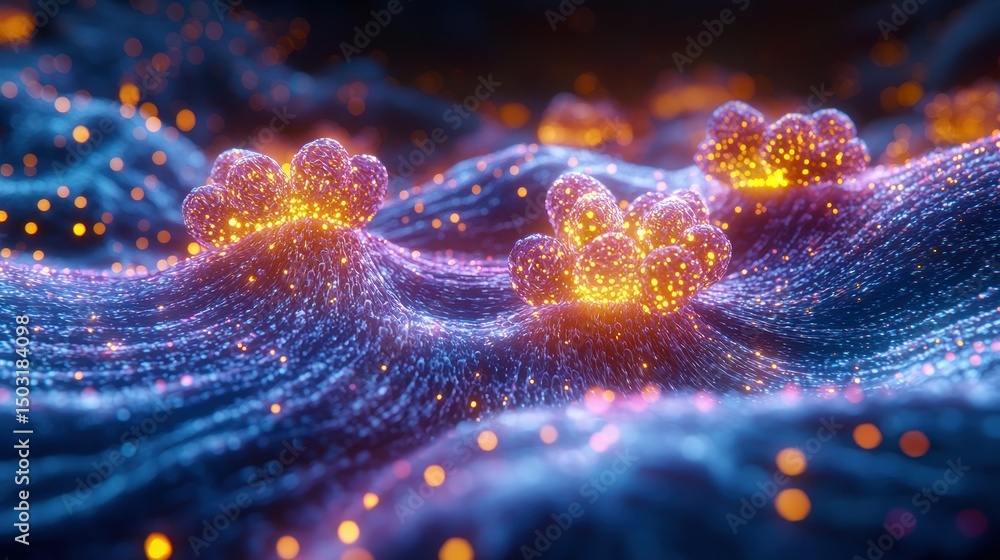 Poster abstract microscopic cellular structures