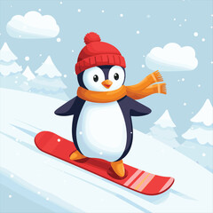 Obraz premium Vector illustration of cute penguin cartoon