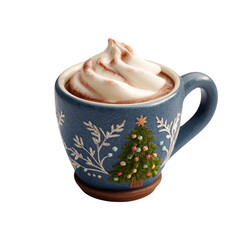 Festive hot chocolate with cream transparent background cozy winter drink captivating design
