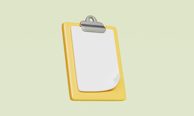 노란색 클립 보드 빈 종이 목업 Yellow Clipboard Mock up with Blank Paper