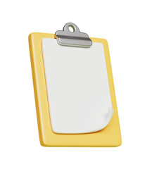 노란색 클립 보드 빈 종이 목업 Yellow Clipboard Mock up with Blank Paper