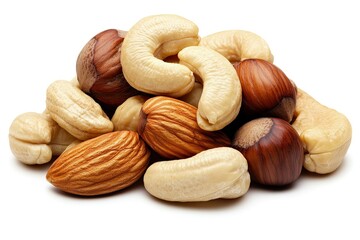 Obraz premium Pile of mixed nuts on white background (2)