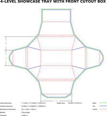 Four Level Showcase Tray Design Die Cut Packaging Template