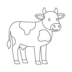 Outlined flat vector of a cute cow cartoon. Suitable for Eid al adha graphic resources, and coloring pages.