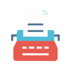 Fototapeta premium Typewriter with Paper Icon – Vintage Writing and Document Symbol