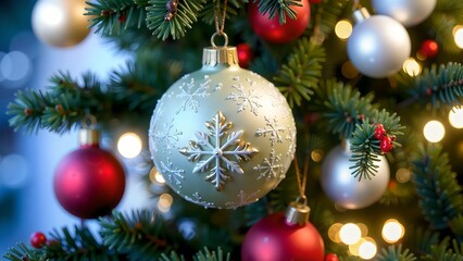 Fototapeta premium christmas tree with baubles