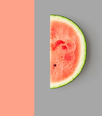 Watermelon slice photography abstract poster on grey and yellow background.