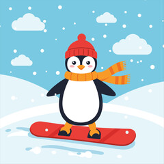 Vector illustration of cute penguin cartoon