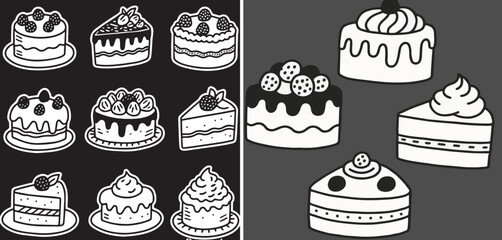 a thumbnail of cakes, suitable for vector graphic use.