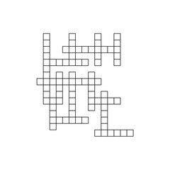 Crossword puzzle template with blank word grid. pattern for newspaper crosswords game. Flat vector illustration isolated on white background.