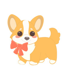 Cute Welsh Corgi Dog Puppy Icon. Kawaii Funny Cartoon Character. Domestic Adorable Fluffy Mascot Doodle Art. Nursery Print or baby Shower Decoration Card Invitation Design Element. 