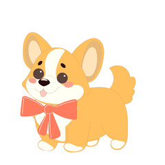 Cute Welsh Corgi Dog Puppy Icon. Kawaii Funny Cartoon Character. Domestic Adorable Fluffy Mascot Doodle Art. Nursery Print or baby Shower Decoration Card Invitation Design Element. 