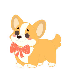 Cute Welsh Corgi Dog Puppy Icon. Kawaii Funny Cartoon Character. Domestic Adorable Fluffy Mascot Doodle Art. Nursery Print or baby Shower Decoration Card Invitation Design Element. 