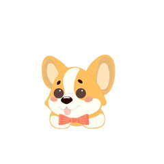 Cute Welsh Corgi Dog Puppy Icon. Kawaii Funny Cartoon Character. Domestic Adorable Fluffy Mascot Doodle Art. Nursery Print or baby Shower Decoration Card Invitation Design Element. 