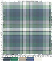 Detailed Close Up of Blue Green Beige Plaid Fabric Texture