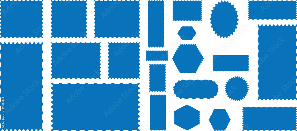 Poster frame or shape. colorful zigzag wavy edge . set of frames in shape of squares and rectangles of vari