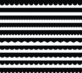  stroke divider black silhouette elements seamless frame. Traditional simple ornament with circles, embroidery ribbon. Vector illustration isolated on white background.  white background. cut-out,divi