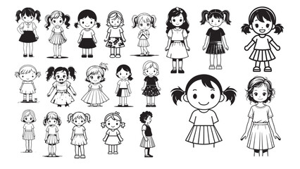 Young Girl Wearing Skirt Silhouette Collection