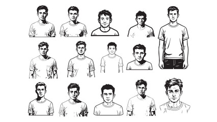 Young Man Wearing T Shirt Silhouette Collection